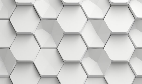 Abstract geometric seamless pattern in white material. Hexagon tiles. 3D render, Generative AI © Rajiv