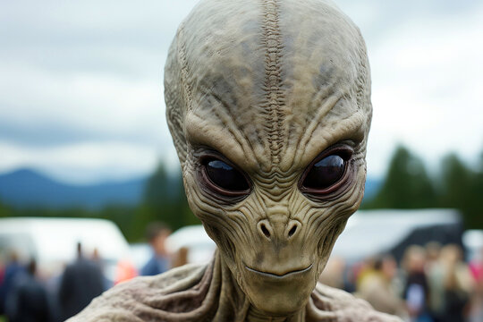 Sci-fi fantasy horror: alien face in close up
