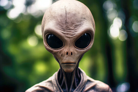 UFO visitors: close up of alien invader