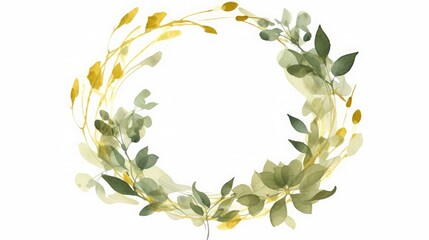Obraz premium Watercolor decorative frame. Abstract background. Invitation, advertisement, thanks. Ornamental leaves