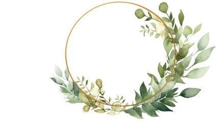 Fototapeta premium Watercolor decorative frame. Abstract background. Invitation, advertisement, thanks. Ornamental leaves