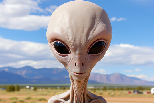 Extraterrestrial horror: alien invasion in a close up sci-fi portrait