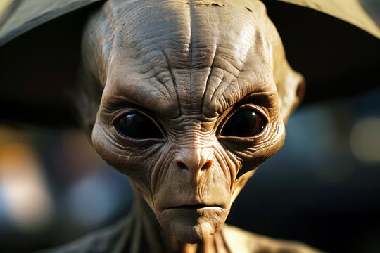 Sci-fi intruders: alien face in cosmic horror