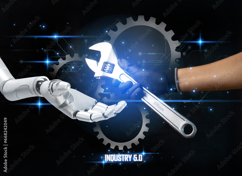 Poster the concept of using artificial intelligence to control the system, the industry that uses artificia