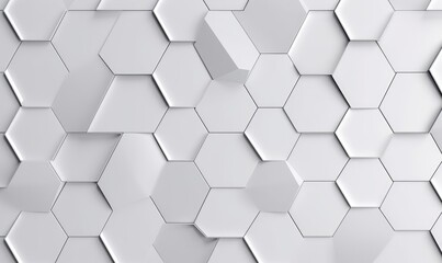 Abstract geometric seamless pattern in white iron material. Hexagon tiles. 3D render, Generative AI - obrazy, fototapety, plakaty