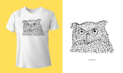 Owl T-Shirt, black Print for t-shirts and another, Cute Owl Shirts, Owl on the Night vector illustration with t-shirt design, Adorable Hoot Owl for Men Women Ladies Animal-4