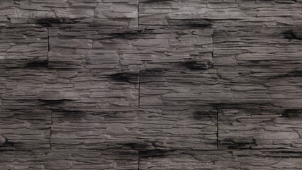 Decorative brick with patterns. Gray brick wall. Grey background with horizontal brickwork.