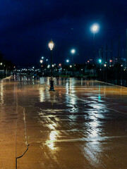 Refreshing and invigorating rainy evening walk through a public park, immersing in the peaceful...
