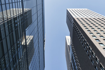 low angle view of skyscrapers in Tokyo, Japan
