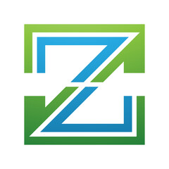 Green and Blue Striped Shaped Letter Z Icon