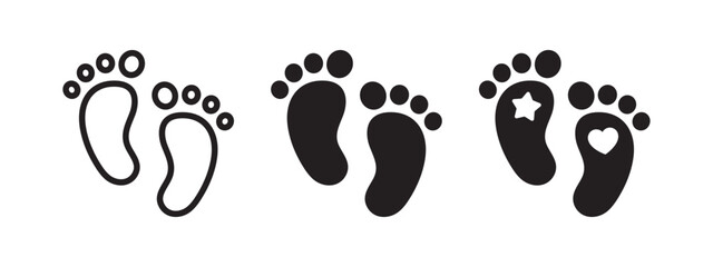 Footprint icons. Baby on Board. Safety pictograms. Vector scalable graphics