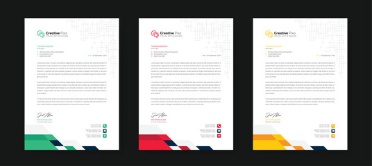 Corporate modern letterhead design template with color variation bundle. Creative letterhead design template for your business. Abstract letterhead design template. © Creative Pixa