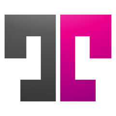 Magenta and Black Bold Split Shaped Letter T Icon