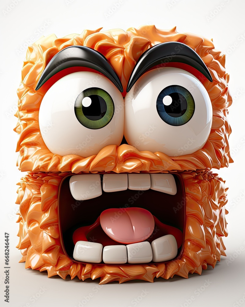 Poster a close up of a cartoon character with a big grin. generative ai