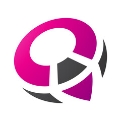 Magenta and Black Compass Shaped Letter Q Icon