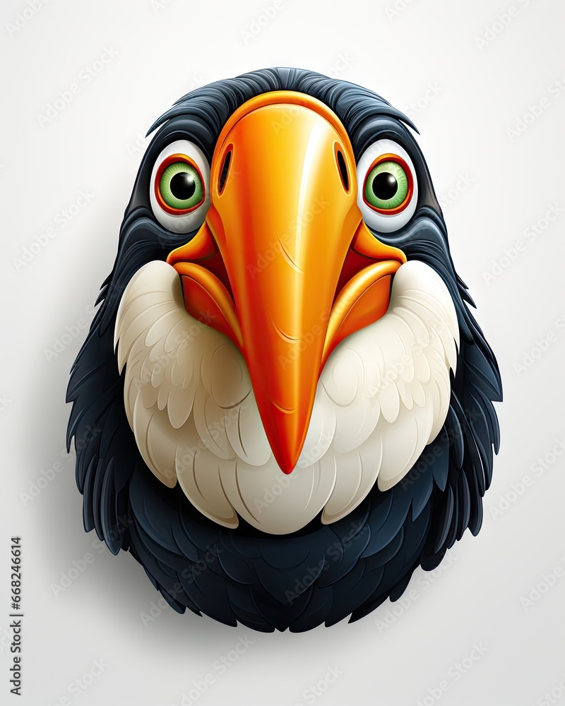 Poster a bird with a large beak and a large orange beak. generative ai