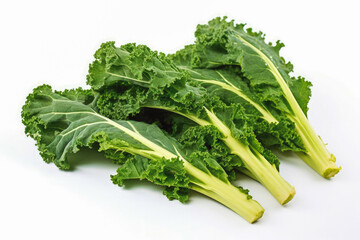 Kale fresh healthy vegetable on white plain background. Isolated on solid background.
