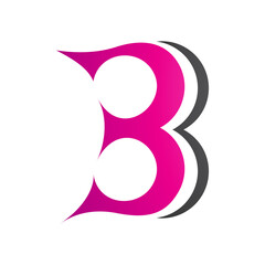 Magenta and Black Curvy Letter B Icon Resembling Number 3