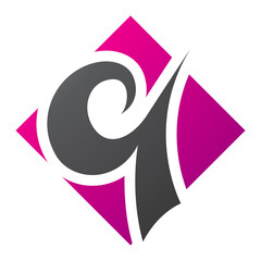 Magenta and Black Diamond Shaped Letter Q Icon
