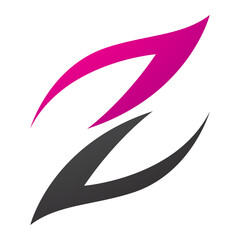 Magenta and Black Fire Shaped Letter Z Icon