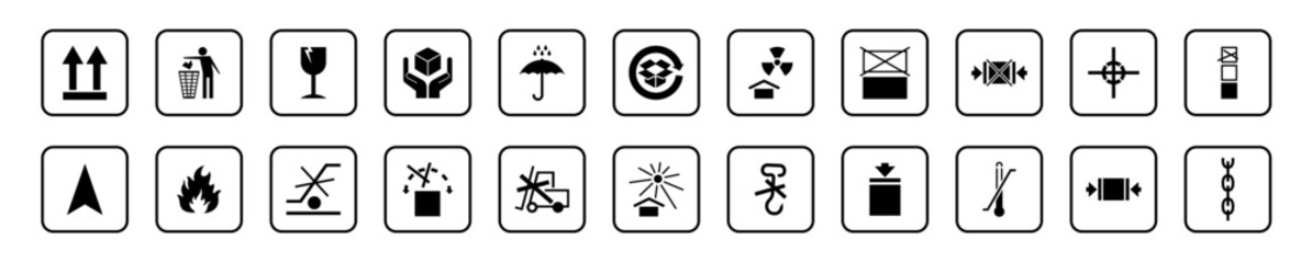 A set of packaging symbols on transparent background. png file