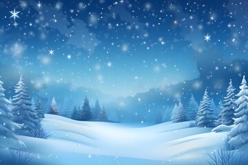 Winter Christmas background with snowfall.