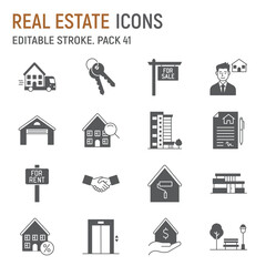 Real estate glyph icon set, house collection, vector graphics, logo illustrations, real estate vector icons, home signs, solid pictograms, editable stroke