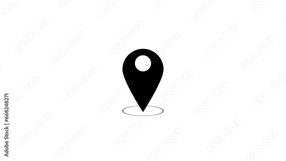 Aufkleber gps location pointer animated icon. 4k white on black with alpha.