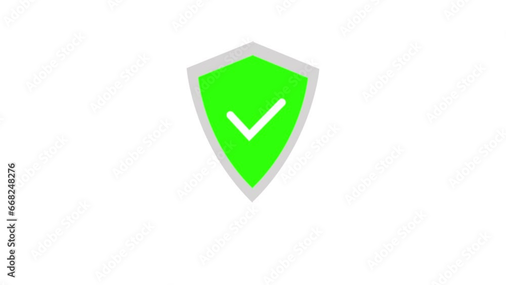 Poster white shield with check mark icon isolated on white background. security check icon or protection sy