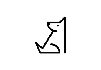 dog logo design. pet care white linear style concept element symbol vector illustration.	 - obrazy, fototapety, plakaty
