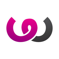 Magenta and Black Spring Shaped Letter W Icon