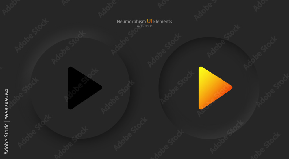 Aufkleber a set of round buttons with black and yellow play symbols. user interface elements for mobile device