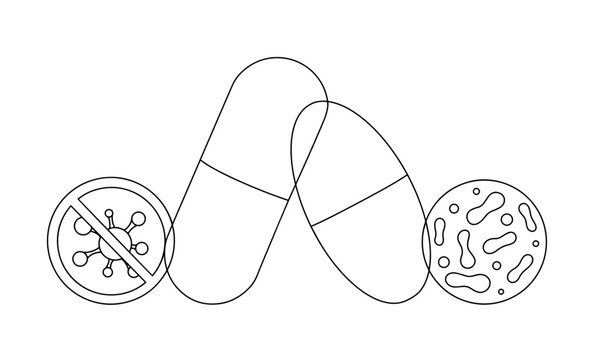 black and white pills and germs concept clip art preview