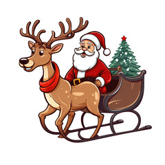 vector christmas element. vector reindeer with santa claus illustration.