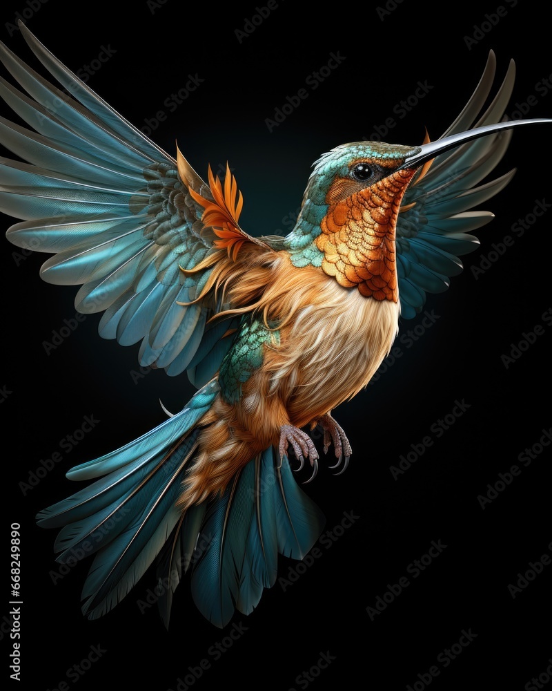 Aufkleber a colorful bird with its wings spread out and its beak open. generative ai