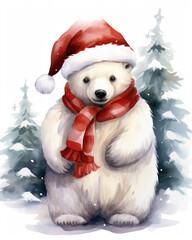 Eisbär mit Weihnachtsmütze