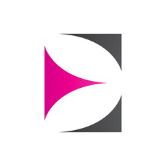Magenta and Black Uppercase Letter E Icon with Curvy Triangles