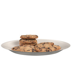 3D rendering illustration of some chocolate cookies on a plate