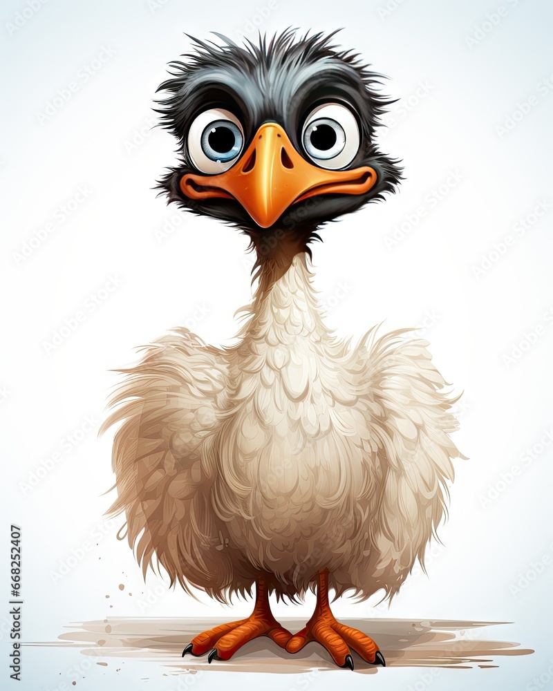 Poster a close up of a bird on a white background with a blue background. generative ai