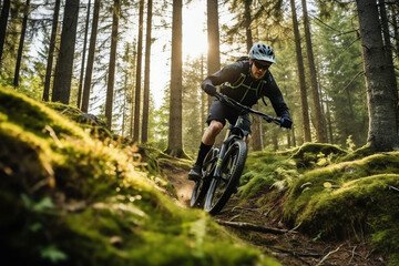 Naklejka premium Sport adventure forest nature outdoors people
