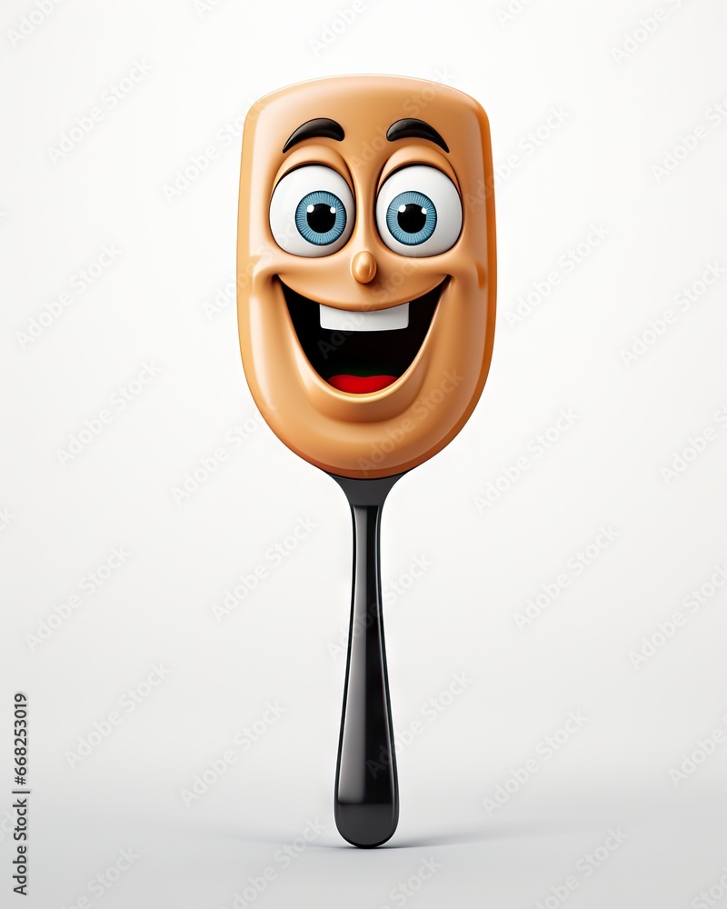 Aufkleber a fork with a smiling face on it's side. generative ai