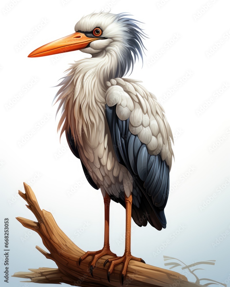 Aufkleber a bird is standing on a branch with a long beak. generative ai