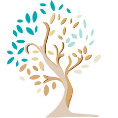Tree of life illustration for logo or business card, transparent background