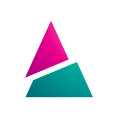 Magenta and Green Split Triangle Shaped Letter A Icon