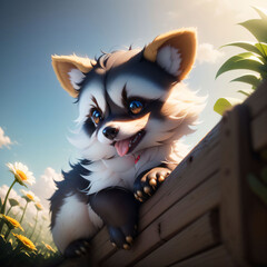 Puppy racoon. Generative AI