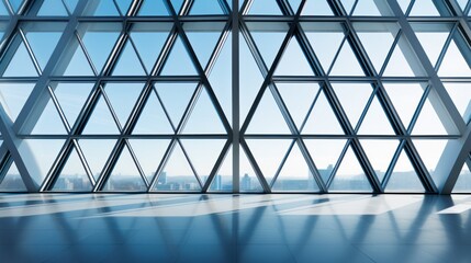 architecture of geometry at glass window,roof of moden buildings,Empty Long Light Corridor.Modern background.Futuristic Sci-Fi Triangle Tunnel