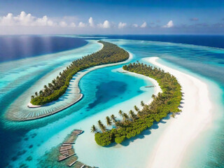 Fototapeta premium Maldives landscape photography, generative ai