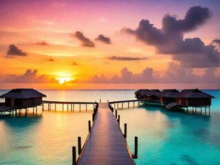 Obraz premium Maldives landscape photography, generative ai