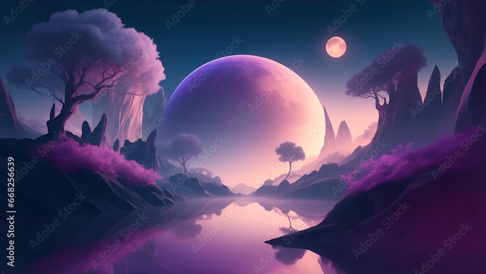 Poster gradient reverie in background. dynamic banner background image. ethereal vector dreamscape