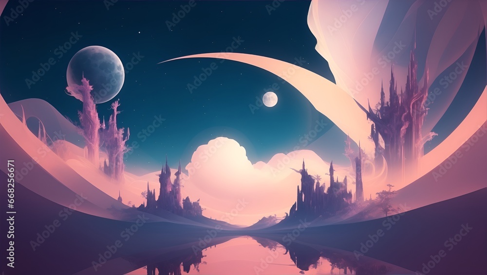 Poster gradient reverie in background. dynamic banner background image. ethereal vector dreamscape
